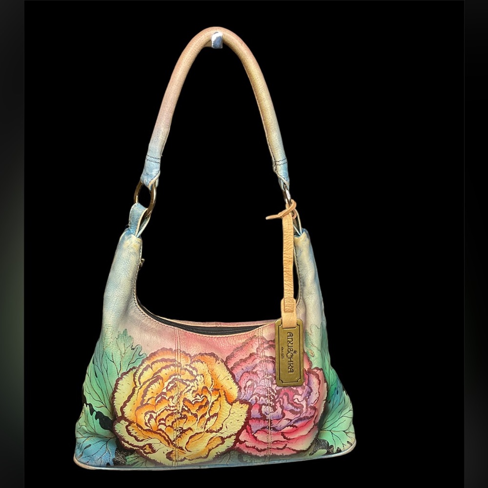 Beautiful, VTG Anuschka Satchel ~ Handpainted ~ Original Dust Bag